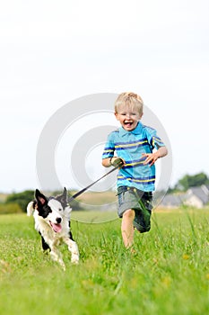 Happy carefree boy running