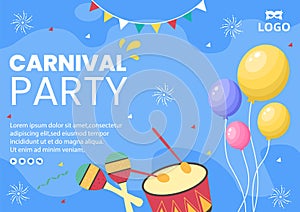 Happy Carnival Celebration Brochure Template Flat Illustration Editable of Square Background Suitable for Social Media or Greeting