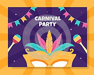 Happy Carnival Party Photocall Template Cartoon Background Vector Illustration