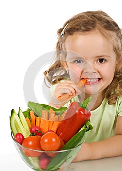 Happy carrot chomping girl