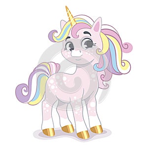 Happy cartoon baby unicorn vector illustration