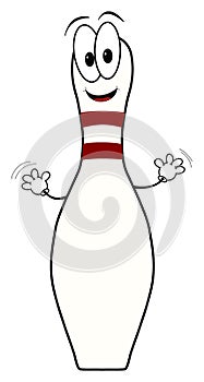 Happy cartoon bowling pin character