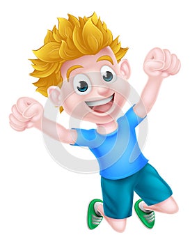 Happy Cartoon Boy Jumping