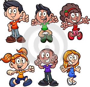 Happy cartoon boys and girls