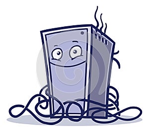Happy cartoon broken computer logo