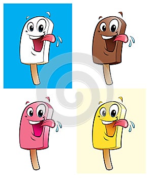 Happy cartoon character ice creams