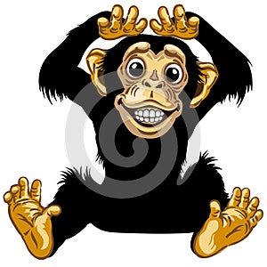 Happy cartoon chimp ape with a big smile