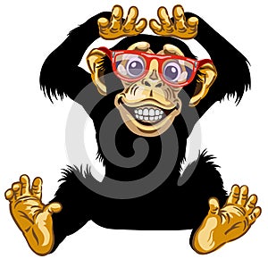 Happy cartoon Chimp with glasses