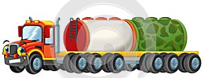 Happy cartoon cistern truck driver car tanker