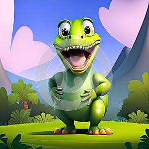 Happy Cartoon Dinosaur Illustration, smiling wild animal