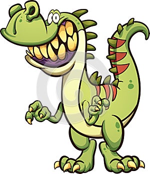 Happy cartoon dinosaur with toothy smile photo