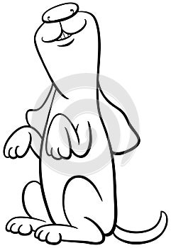 happy cartoon dog animal character begging coloring page