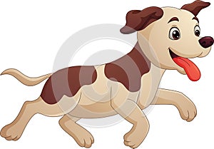 Happy cartoon dog running isolated on white background