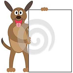 Happy Cartoon Dog With Sign