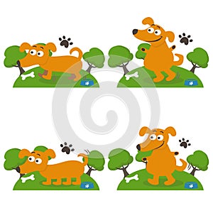 Happy cartoon dogs. Vector illustration