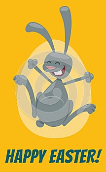 happy cartoon Easter bunny greeting card design