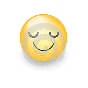 Happy cartoon emoji face with closed eyes.