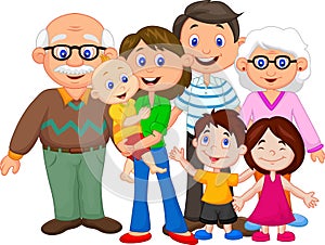 Happy cartoon family