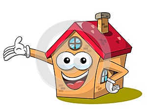 Happy Cartoon fanny house presenting isolated