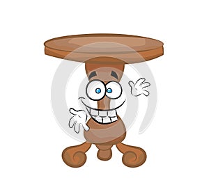 Happy cartoon illustration of antique round table