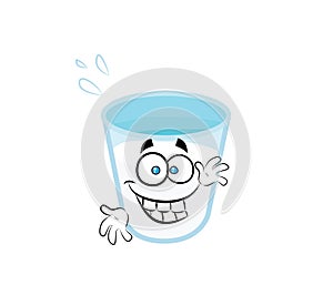 Happy cartoon illustration of glass of milk