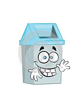 Happy cartoon illustration of trash can