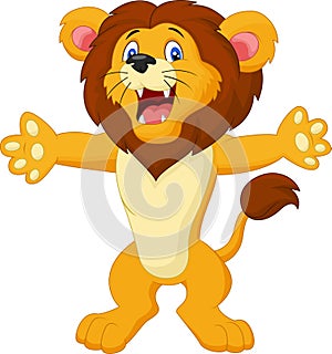 Happy cartoon lion posing