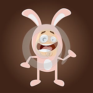 Happy cartoon man in bunny costume
