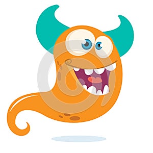 Happy cartoon monster or ghost. Vector Halloween illustration of orange ghost.