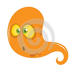 Happy cartoon monster. Vector Halloween orange monster illustration.