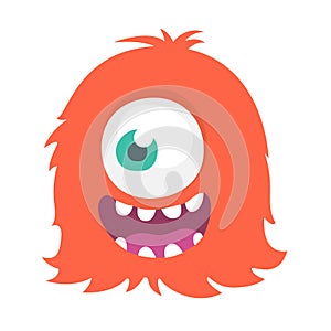 Happy cartoon one eyed monster. Vector Halloween illustration