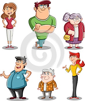 happy cartoon people standing