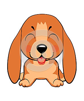 Happy cartoon puppy sitting, Dog friend. Vector illustration. Isolated on white background.