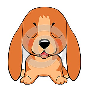 Happy cartoon puppy sitting, Dog friend. Vector illustration. Isolated on white background.