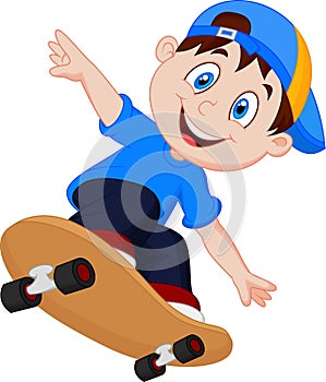 Happy Cartoon Skateboard Boy