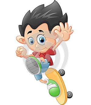 Happy Cartoon Skateboard Boy