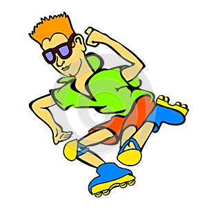 Happy Cartoon Skateboard Boy Wearing