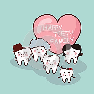 Happy cartoon tooth family