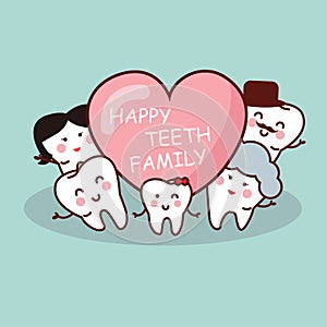 Happy cartoon tooth family