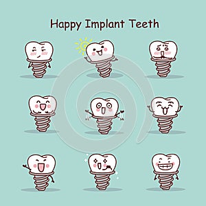 Happy cartoon tooth implant set