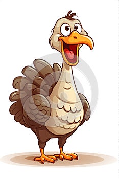 Happy cartoon turkey showing off. Illustration. Thanksgiving day