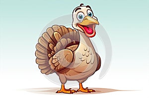 Happy cartoon turkey showing off. Illustration. Thanksgiving day