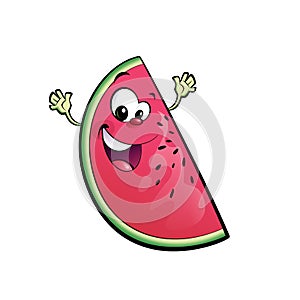 Happy cartoon watermelon character