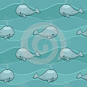 Happy cartoon whale pattern