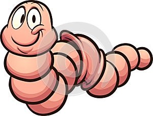 Happy cartoon worm character clip art photo