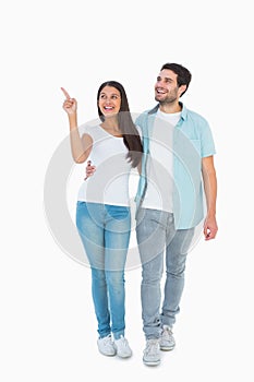 Happy casual couple walking together