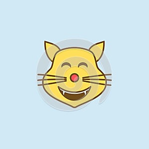 happy cat 2 colored line icon. Simple yellow and brown element illustration. happy cat concept outline symbol design from emoji se