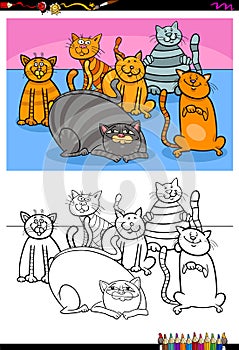 Happy cats animal characters group color book