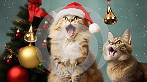 Happy cats at Christmas