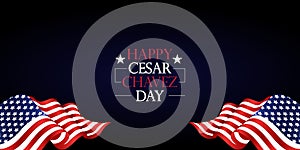 Happy Cesar Chavez Day Blue and Black gradient background photo